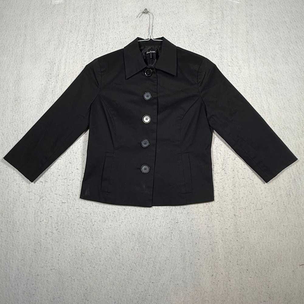 Daisy Fuentes Petites Black Button Front Blazer Jacket Womens Size 6P Pocketed